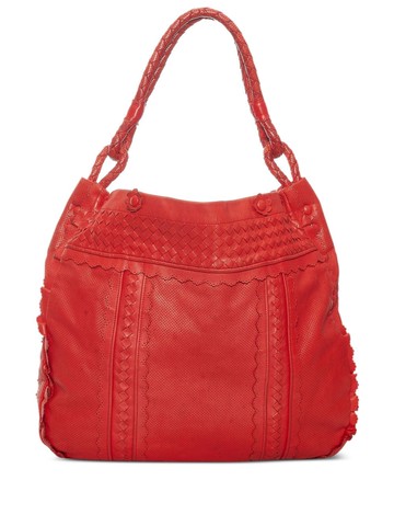 Bottega Veneta Pre-Owned - Intrecciato leather tote bag - women - Calf Leather - One Size - Red