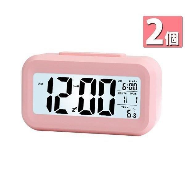 目覚まし時計 ピンク デジタルクロック シンプル 大きい文字 アラーム 通販