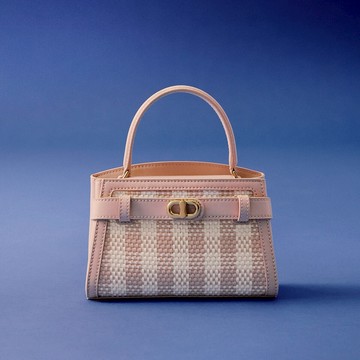 【CHARLES & KEITH】快速出貨! 520快樂! Aubrielle 格紋手提包 淺粉色｜520送禮首選｜情人節禮物｜生日禮物｜小CK