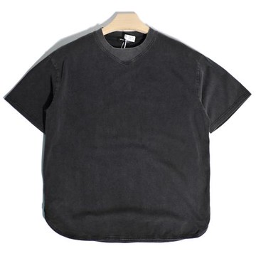 重磅復古圓弧下擺廓形短袖T恤