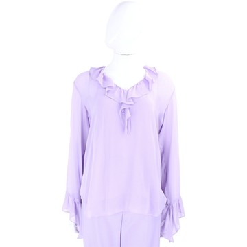 Max Mara Albatro 荷葉細節淡紫色真絲上衣(附內襯)