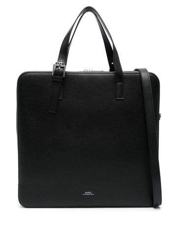 A.P.C. - logo-stamp laptop bag - men - Polyester/Polyurethane/calcium carbonate/Cotton - One Size - Black