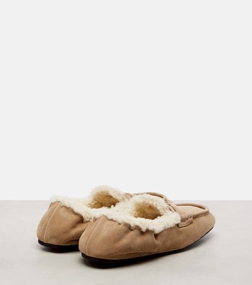 Miu Miu Shearling-lined suede penny loafers