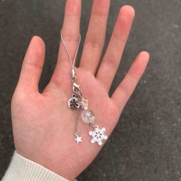 手機掛飾 吊飾✨【有雪入懷】手作串珠自制少女心簡ins風手機鏈可愛咕本手工掛件