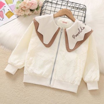 女童外套秋裝2025新款兒童中大童女孩洋氣時髦網紅娃娃領夾克上衣