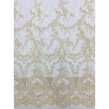 新品上架典雅奢華大氣款式金線刺繡女裝面料 雙邊定位波邊設計風