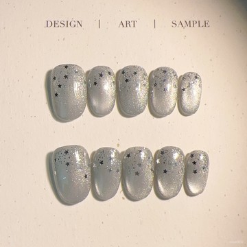 ✨Hannah✨純手工穿戴甲小紅書爆款ins風小衆貓眼亮片星星日常顯白美甲精緻穿戴甲 3RQN