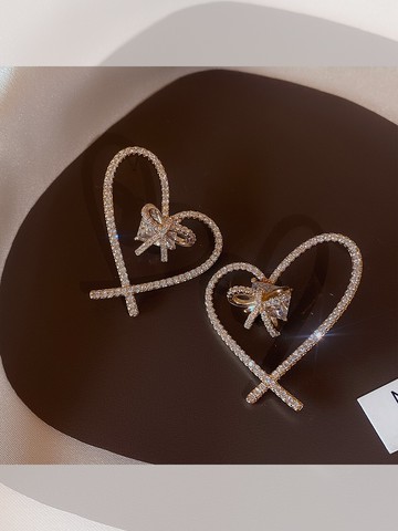 塔蘭鏤空大愛心耳環年新款潮ins小眾設計長款精致蝴蝶結耳飾
