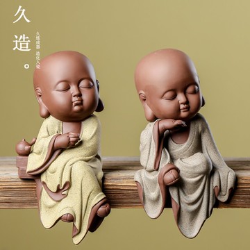 久造 陶瓷公仔人物擺件 小和尚家居擺設 大號博古架裝飾品工藝品