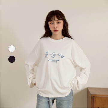 50% Fifty Percent｜韓系草寫簡約長袖T｜02561211002