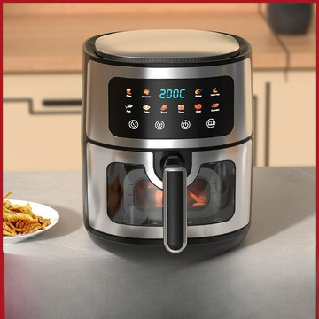 2025新款空氣炸鍋8l家用大容量多功能可視免翻面110V【北歐家居生活】