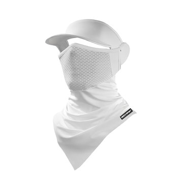 AREX SPORT 戶外騎行防曬面罩親膚冰絲網眼護臉遮頸脖圍三角巾 有帽簷 AS-3494  純淨白  1個  均碼