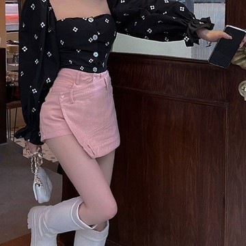 不規則牛仔半身裙女2024春夏新款大尺碼高腰A字短裙
