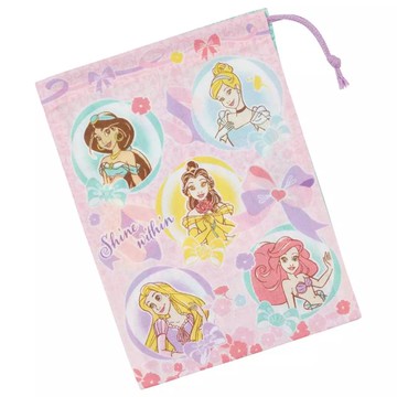 小禮堂 Skater 迪士尼公主 束口收納袋 KB63 (粉圓框款)