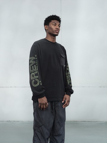 機能科技印花高密精梳棉長袖T恤男打底上衣