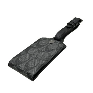 COACH 經典滿版老花行李吊牌 防刮PVC皮革 行李吊牌 C1614 黑色(現貨)▶指定Outlet商品5折起☆現貨【送禮首選★APP下單點數4倍送】