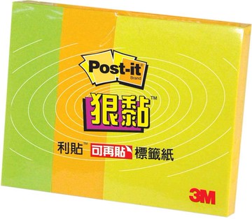 3M 623S-1狠黏三色利貼可再貼便條紙