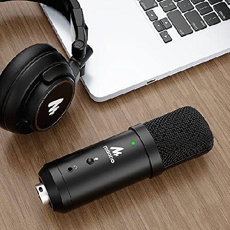 MAONO USB Podcast Microphone with Headphone Set, Zero-Latency Monitoring Computer Condenser PC Mic 192KHZ 24Bit with Mute Button for Recording, Voice