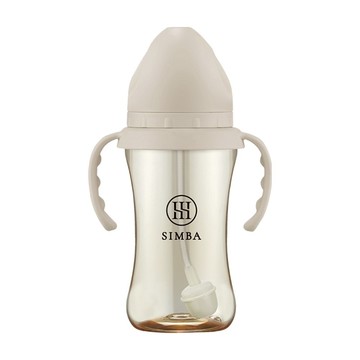 Simba 小獅王辛巴 蘊蜜鉑金PPSU寬口吸管把手防脹氣奶瓶 3個月以上  杏茶  270ml  1個