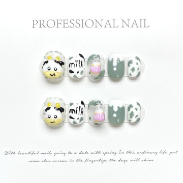 💟加一手工甲💅🏻【原創實拍】十二生肖牛手工捏造造型手工穿戴甲可愛風牛爆款美甲純手工穿戴甲 O6SK