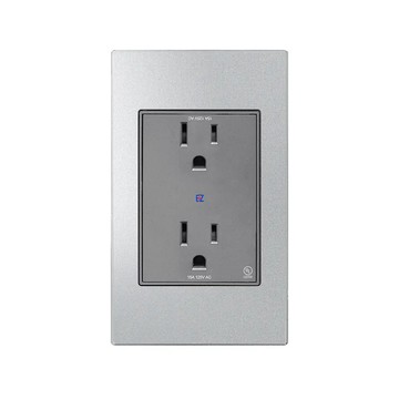 【易智快充】一體式雙AC插座 灰 磁吸式 金屬霧銀