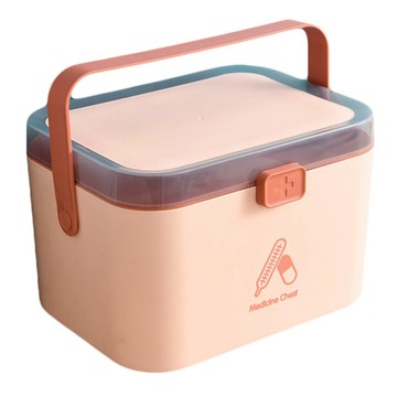 雙層醫藥急救保健收納箱 大款 浪漫粉  家庭藥品收納  便攜式醫療箱  1個