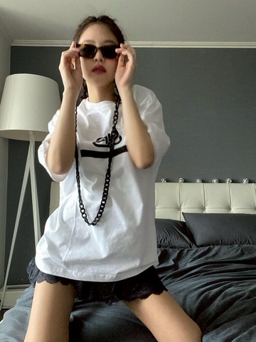 jennie明星同款男女情侶同款潮牌圓領短袖t恤打底衫純棉上衣寬松