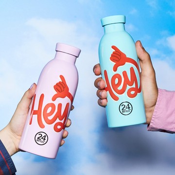 義大利 24Bottles 不鏽鋼雙層保溫瓶 500ml / HEY系列 - HEY！(粉)