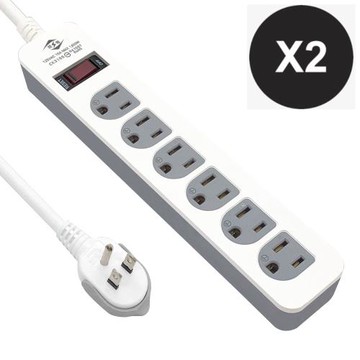 【威電】2入組CK-3165-4 3孔1開6座 電腦線 延長線 4尺/1.2M(拉環插頭 好拔 過載斷電 電源線組)