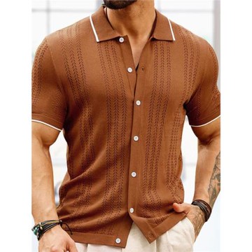 2025夏季新款開衫針織衫男休閑薄款商務針織Polo衫Men's T-Shirt