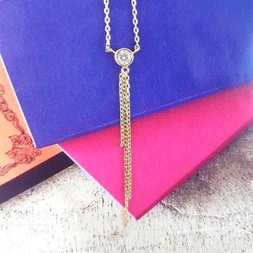 DoriAN 璀璨經典單鑽流蘇925純銀18K金項鍊 附純銀保證卡禮物包裝