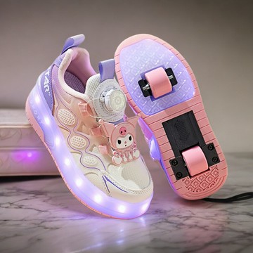 暴走鞋女童雙輪2024兒童帥氣輪滑鞋小學生滑輪閃燈炫酷溜冰鞋充電鑫弘-萌寶童裝可開發票