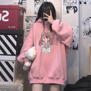 胖胖美依 S-4XL 大碼女裝 印花上衣 學院風 連帽T卹 大尺碼上衣 新款連帽衛衣慵懶風小眾情侶外套-2201.