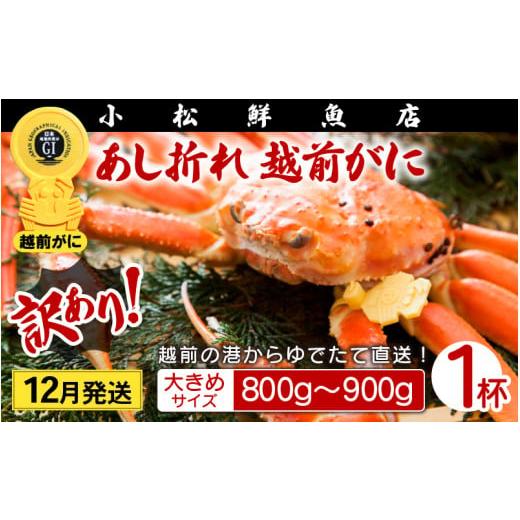 ふるさと納税 福井県 越前町 足折れ 越前がに 大きめサイズ × 1杯（800〜900g）地元で喜ばれるゆで加減・塩加減で越前の港から直送！【雄 ズワイガ…