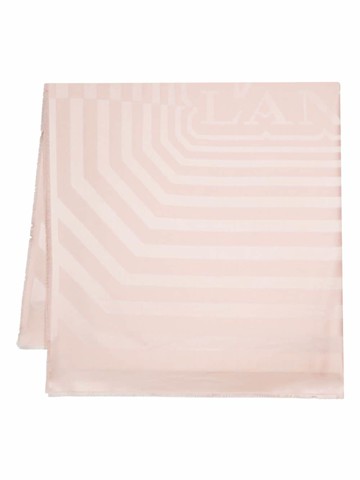 Lanvin - jacquard-logo striped scarf - women - Wool/Silk - One Size - Pink