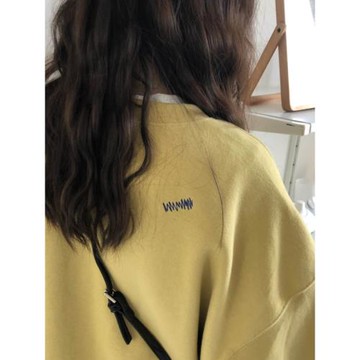2025早春季超火新款衛衣女爆款春秋美式chic慵懶oversize黃色上衣