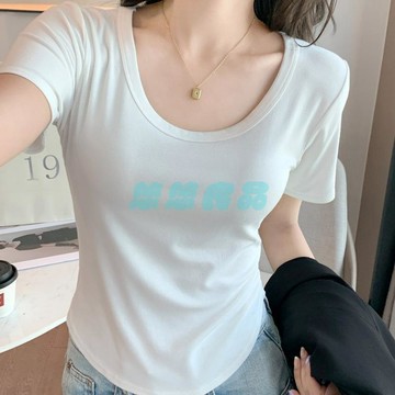 ✅店家嚴選 ⑦天鑒賞✅H227白色短袖t恤女新款春夏季薄款內搭u領打底衫外穿直播短款上衣