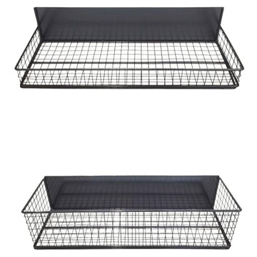 Happy Mood多功能超強力鐵製磁吸置物架 上層+下層組  黑色  1組  頂部(34.5 x 12.5 x 4.5 公分) 底部(34.5 x 12.5 x 8.5 公分)