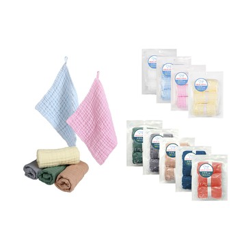 L'Ange 棉之境 9層多功能紗布小方巾 22x22cm 3入組 - 多色可選