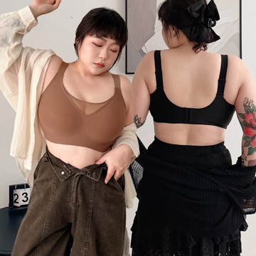 LULUSPLUS/中大尺碼/兩件598/網紗聚攏收副乳無痕大尺碼內衣M-6XL３色【A01251285】大碼內衣
