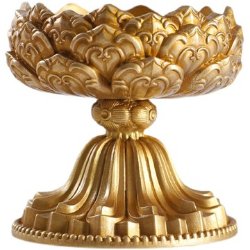 黃銅蓮花酥油燈座家用燈盞供奉長明燈供燈財神蠟燭臺多功能托臺純 雙11全館免運
