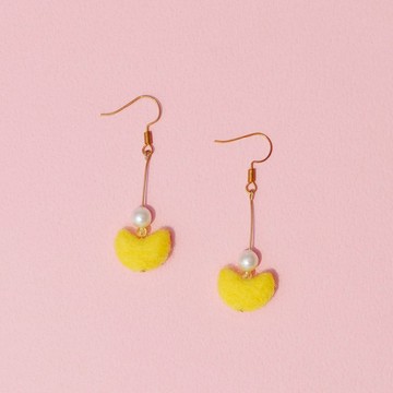 微笑羊毛氈耳環/耳夾