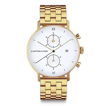 Kapten & Son CHRONO計時系列鋼帶手錶(燦金)
