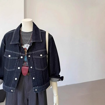 現貨+預購 美式牛仔外套丹寧夾克經典牛仔襯衫-韓版翻領復古短款女外套74km44【獨家進口】【米蘭精品】
