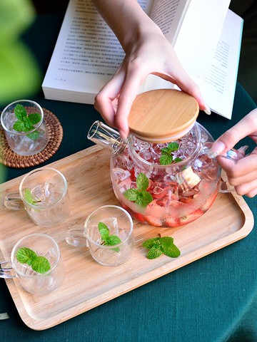 北歐冷水壺玻璃耐高溫防爆涼水壺家用耐熱檸檬扎壺大容量水杯套裝