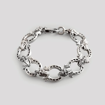 【JK銀飾】幸運之光・連環 手鏈／925純銀【手鍊、純銀手鍊、馬蹄手鍊、馬蹄鐵、星芒】