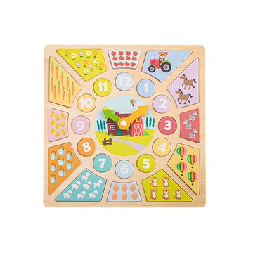 New Classic Toys 寶寶認知學習時鐘拼圖  荷蘭木玩品牌  天然木材與無毒塗料  1組