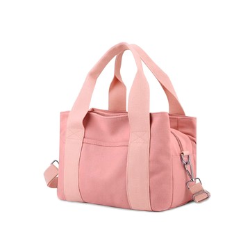 爆款多功能兩用帆布千層包 泡泡糖粉