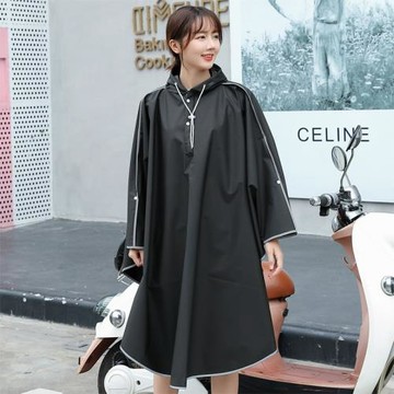 時尚雨衣套頭款徒步騎行雨衣雙帽檐反光邊手罩防雨加大碼