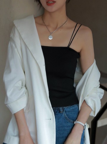 黑色針織打底吊帶小背心女內搭夏季性感網紅爆款顯瘦美背上衣潮